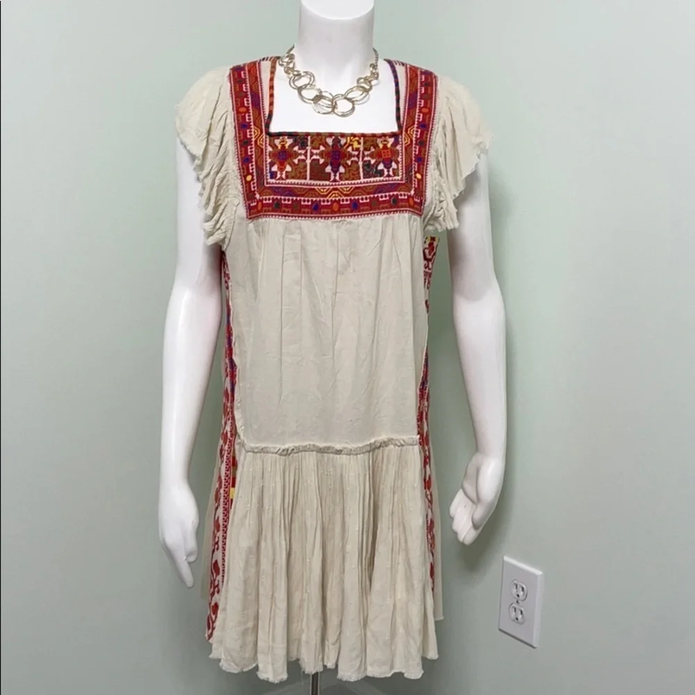 Free People Embroidered Glow White Sand Dress